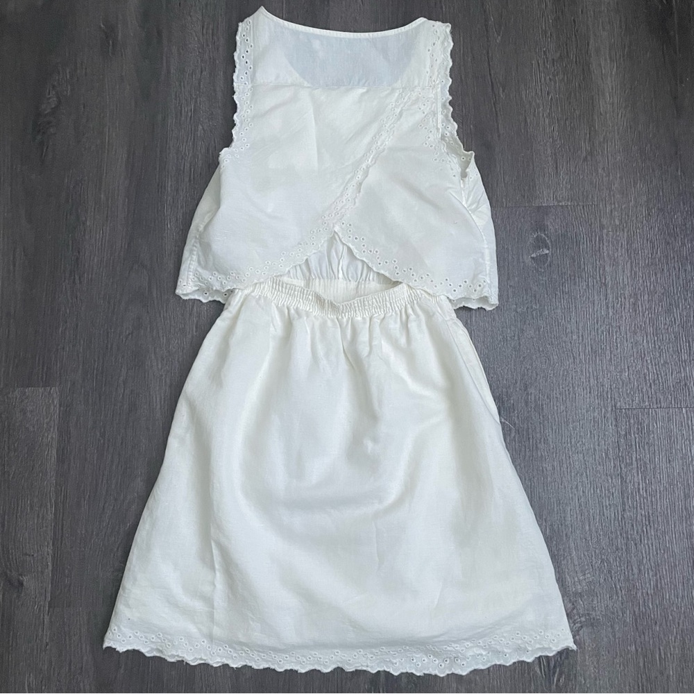 Madewell Ivory Cream Eyelet Sleeveless Mini Open Back Overlay Dress.(2) - Picture 10 of 11